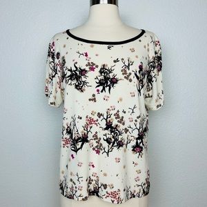 Cecilia Benetti Women's White With Floral Print Blouse Top Made In Italy Size L